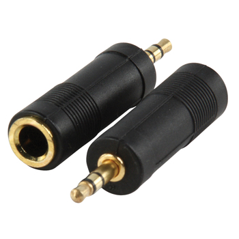 Adapter plug 3.5mm stereo stekker 6.35mm stereo kontra stekker met vergulde kontakten