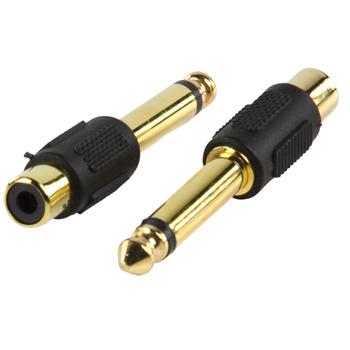 Adapter plug 6.35mm mono stekker RCA kontra stekker met vergulde kontakten