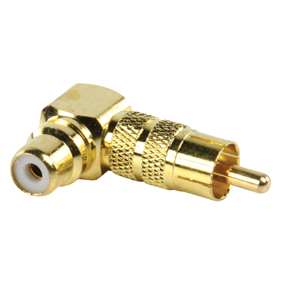 Haakse gold plated tulpstekker naar tulpsocket