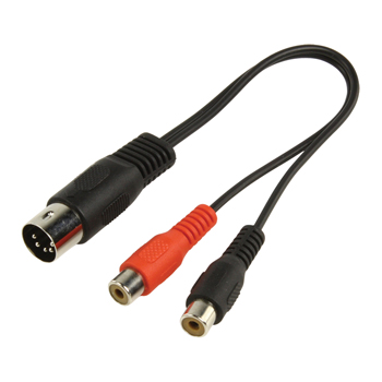 Audio-video kabel 5p DIN stekker 2x tulp kontra stekker 0,20 m