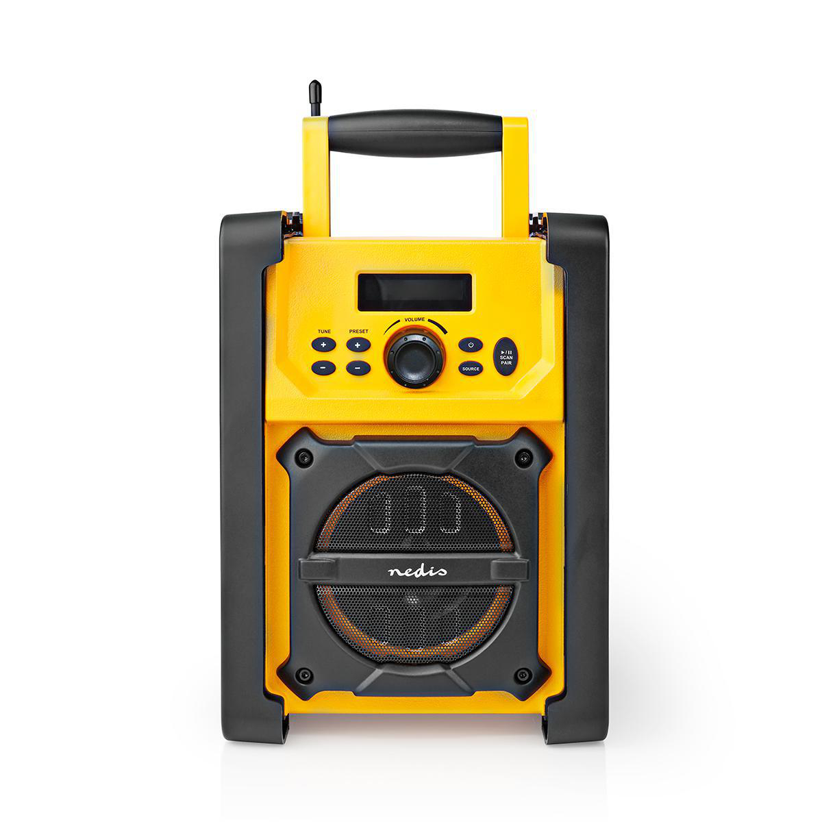 FM-Bouwradio | 15 W | Bluetooth® | IPX5 | Handvat | Geel-Zwart