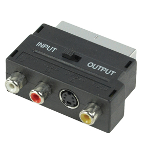 SCART adapter plug 3x phono + S-VHS