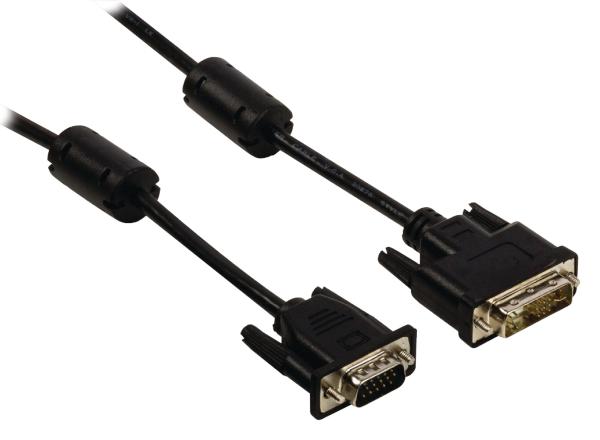 DVI VGA kabel DVI-A 12+5-pin male VGA male 2,00 m zwart