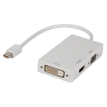 Mini DisplayPort multi adapter mDP DVI + VGA + HDMI 0,20 m wit