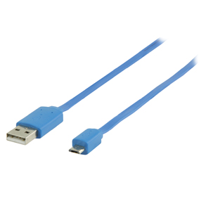 Micro USB kabel plat (blauw 1m) voor o.a. smartphones