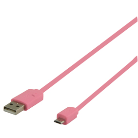 USB 2.0 adapterkabel, A Male Micro B Male, 1.00 m, roze