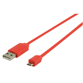 Micro USB kabel plat (rood 1m) voor o.a. smartphones