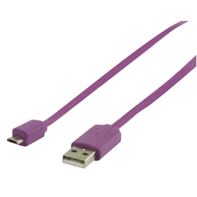 USB 2.0 adapterkabel, A Male Micro B Male, 1.00 m, paars