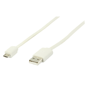 USB 2.0 adapterkabel, A Male Micro B Male, 1.00 m, wit