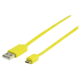 USB 2.0 adapterkabel, A Male Micro B Male, 1.00 m, geel