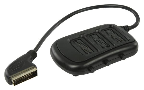 Schakelbare SCART connectiebox SCART mannelijk 3x SCART vrouwelijk 0,50 m zwart