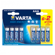 AAA Batterijen Varta High Energy, 6+2 stuks in blister