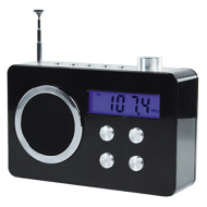 Compacte draagbare FM-radio met ingang voor MP3-speler en telefoon