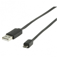 Micro USB kabel plat (zwart 1m) voor o.a. smartphones