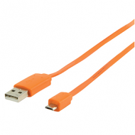 Micro USB kabel plat (oranje 1m) voor o.a. smartphones