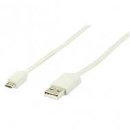 Micro USB kabel plat (wit 1m) voor o.a. smartphones